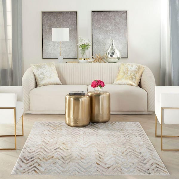 Glam Multicolor 5 ft. x 7 ft. Chevron Contemporary Area Rug