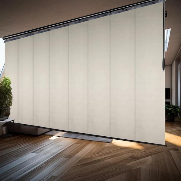 EMOH Pearlescent 130 in. - 175 in. W x 116 in. L Adjustable 8-Panel Black Double Rail Panel Track with 23.5 in. Slates