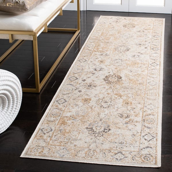 Atlas 2 ft. x 8 ft. Ivory/Beige Floral Medallion Runner Rug