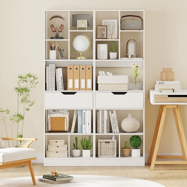 Bunpeony 61inch Tall Freestanding Bookcase with Drawer 8-Cube