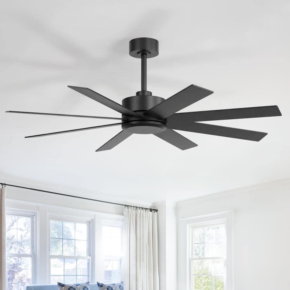 52 in. Black Ceiling Fan with 8 Reversible Black and Walnut Blades，Dual Downrods, 6-Speed Remote Control price history on PriceWatchPro