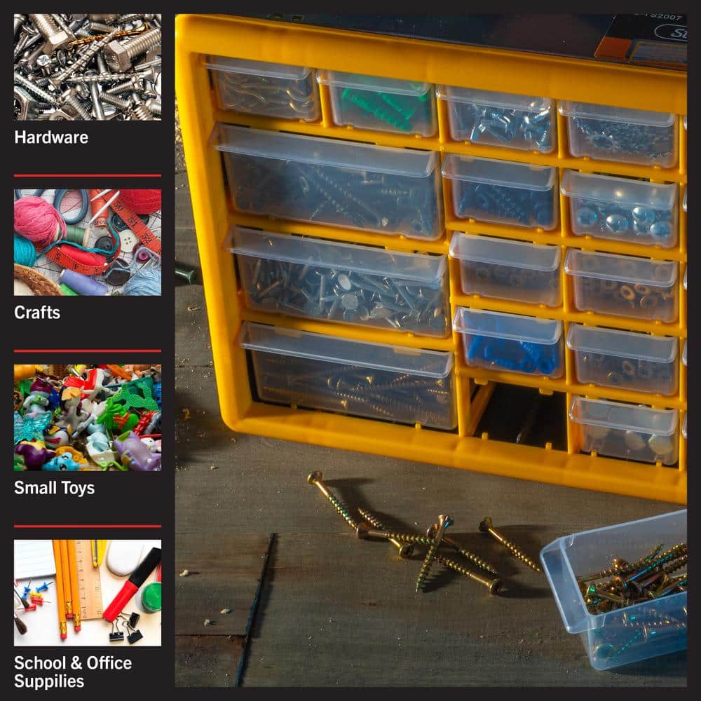 Yellow and Black 30-Drawer Plastic Small Parts Organizer
