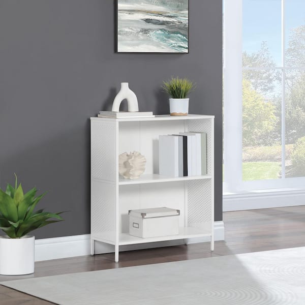 Ace 35 in. Tall White Wood 2-Shelf Accent Bookcase