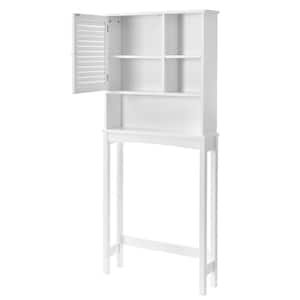 27.6 in. W x 7.7 in. D x 63.8 in. H White MDF Board Freestanding Linen Cabinet with Adjustable Shelf