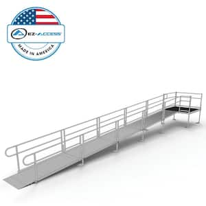 PATHWAY 30 ft. Straight Aluminum Wheelchair Ramp Kit with Solid Surface Tread, 2-Line Handrails and 5 ft. Top Platform