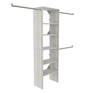 Style+ 84 in. W - 120 in. W Bleached Walnut Wood Closet System