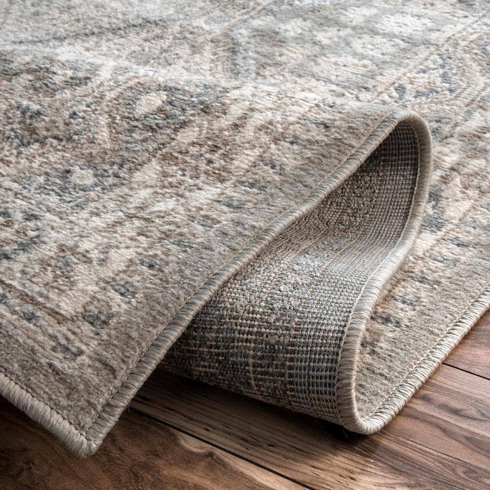 Gray Synthetic Reversible Stain-Resistant Runner Rug 2'6" x 6'