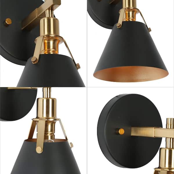 LNC Classic 6 in. 1-Light Black Wall Sconce with Open Bell Metal