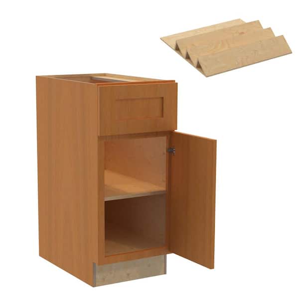 Home Decorators Collection Newport 15 in. W x 24 in. D x 34.5 in. H Assembled Plywood Base Kitchen Cabinet in Cinnamon with Spice Soft Close LH