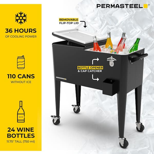 MADOG Modern Cooler With Wheels And Handle Outdoor Coolers For Patio And Deck Entertaining Rolling Cooler Large Cooler With Wheels Ice Cooler With Wheels Outdoor Bar Carts For Patio