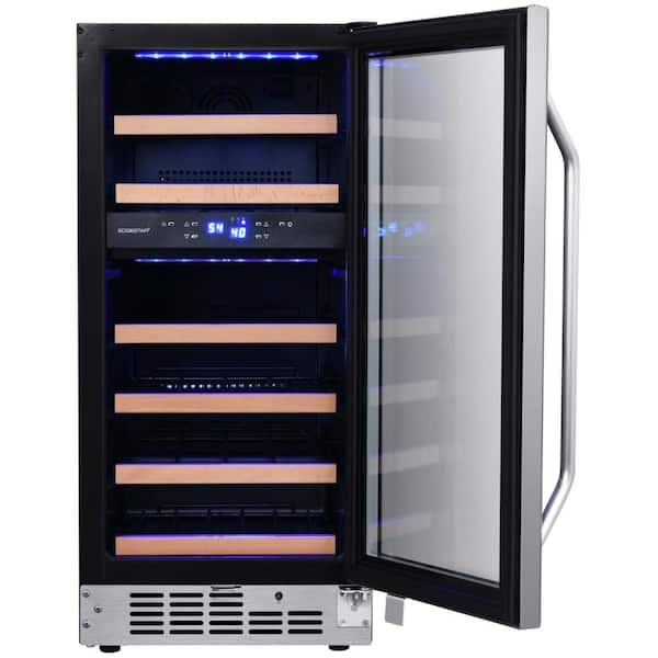 EdgeStar - 15 in. Dual Zone 26-Wine Bottles Beverage and Wine Cooler in Stainless Steel