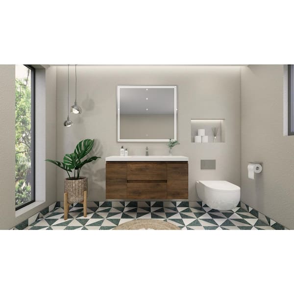 Moreno Bath Bohemia 48 in. W Bath Vanity in Rosewood with Reinforced Acrylic Vanity Top in White with White Basin