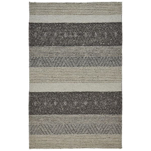 HomeRoots 5 x 8 Gray Striped Area Rug