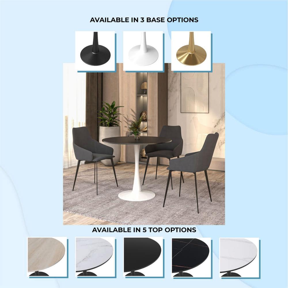 Bristol Mid-Century Modern Black and White Round Dining Table