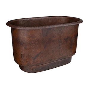 47 in. x 30 in. Small Hammered Copper Modern Style Soaking Bathtub and Drain Package in Oil Rubbed Bronze