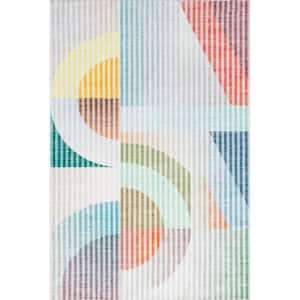 Erikka Machine Washable Multicolor 4 ft. x 6 ft. Abstract Area Rug
