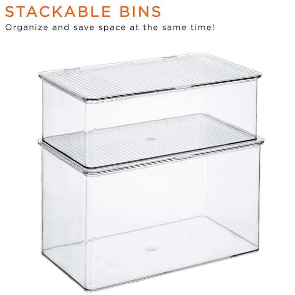  CadineUS Mini Clear Storage Bins with Lids, 2 Liter Plastic  Boxes, Set of 4