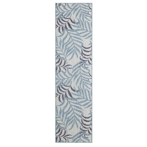 Garden Oasis Blue 2 ft. x 6 ft. Nature-inspired Contemporary Runner Area Rug