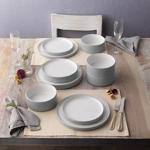 Colortex Stone Grey 7.5 in. Porcelain Salad Plates, (Set of 4)
