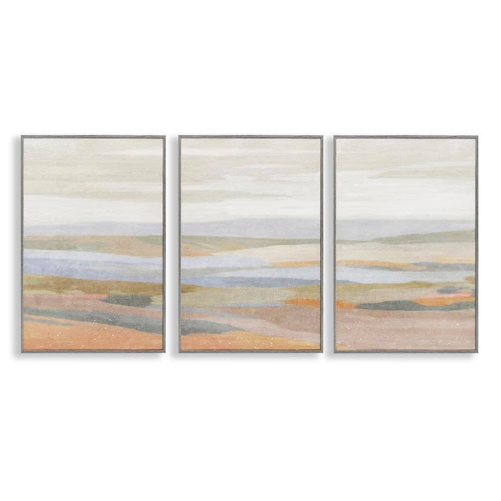 Beachy Mellow Landscapes by Suzanne Nicoll 3 Pieces Gray Framed Nature Giclee Art Print 24 in. x 16 in. price history on PriceWatchPro