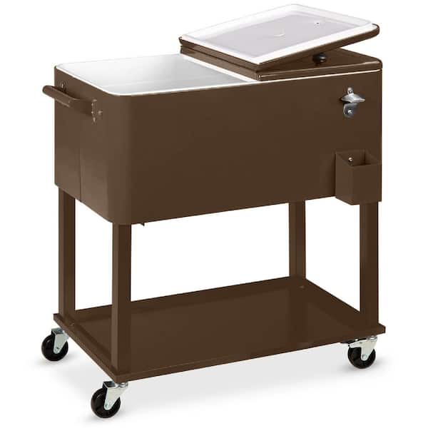 Best Choice Products 20 gal Brown Wheeled Chest Cooler with Bottle Opener, Drain Plug