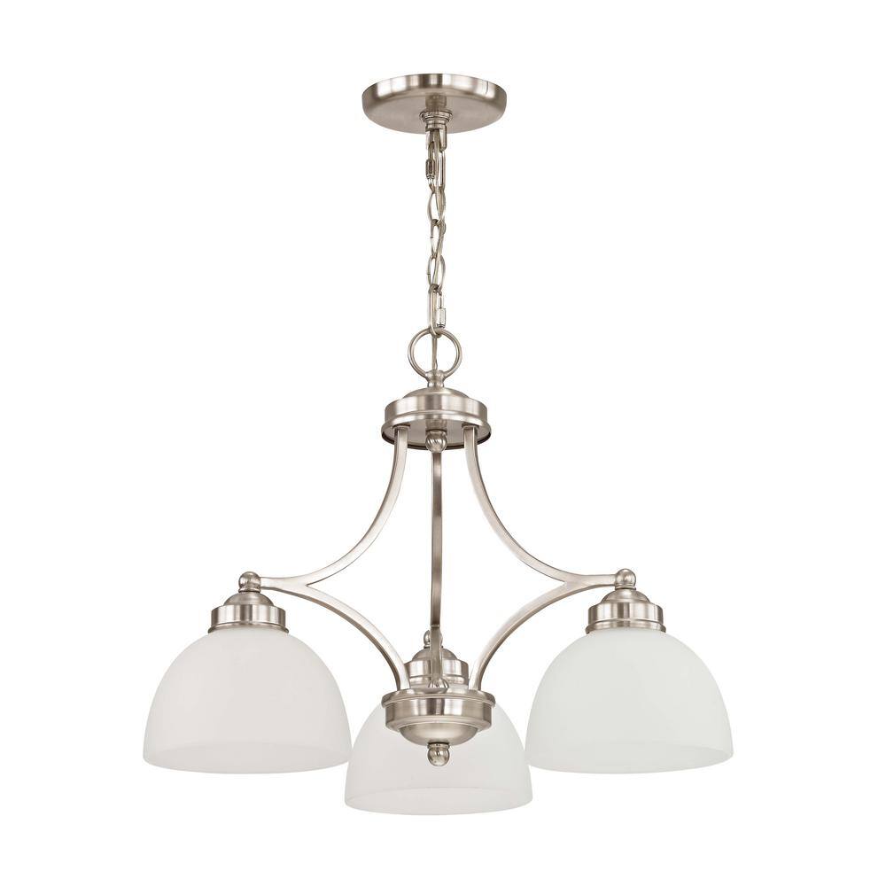 Somerset Mini 3-Light Chandelier in Brushed Nickel with Satin Glass