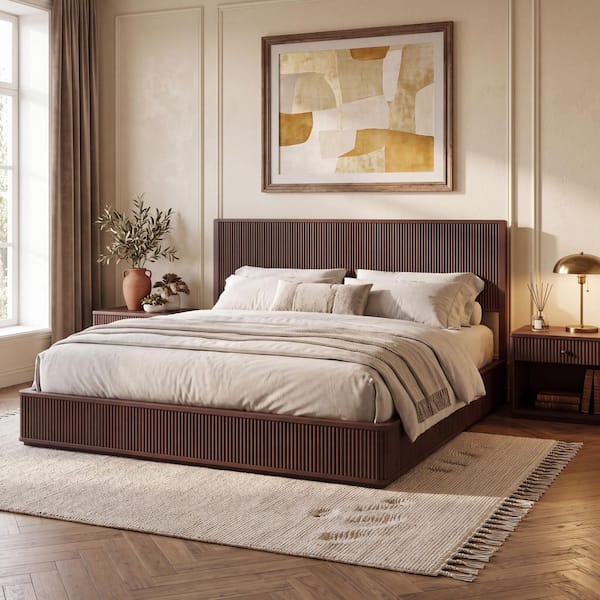 CHRISTOPHER KNIGHT HOME Modern Walnut Brown Wood Frame King Low-Profile ...