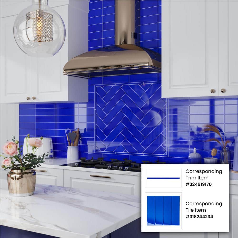 Cobalt Blue 3" x 12" Polished Glass Subway Wall Tile