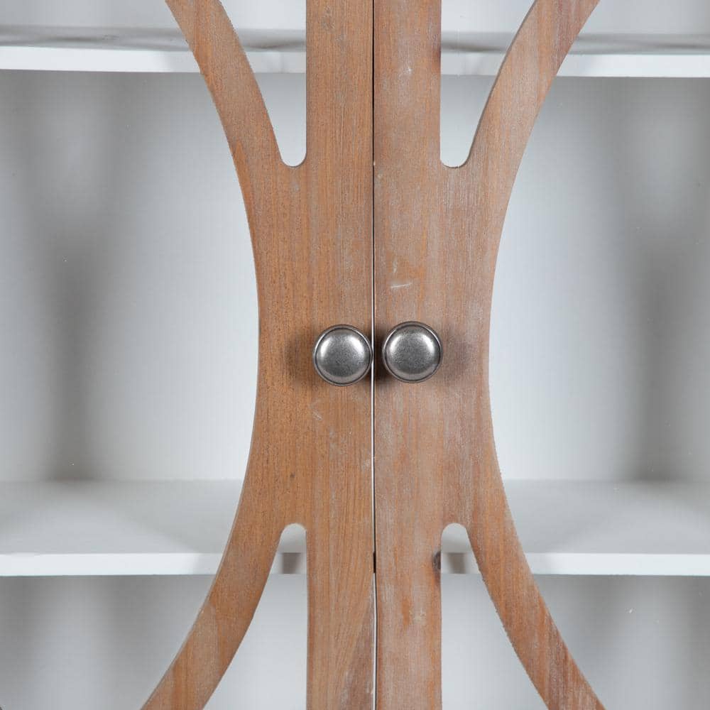 Quinlan White and Rustic Brown 2-Door Wall Cabinet
