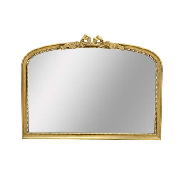 Unbranded Baroque Style Gold 40 in. W x 30 in. H Arch Mirror, for Living Room Dining Room Bedroom Bathroom Decor