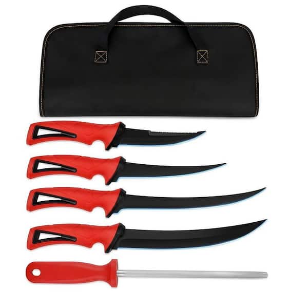 7 in. Stainless-Steel Filet Knife with Non-Slip Handle, Durable Storage Bag and Honing Rod