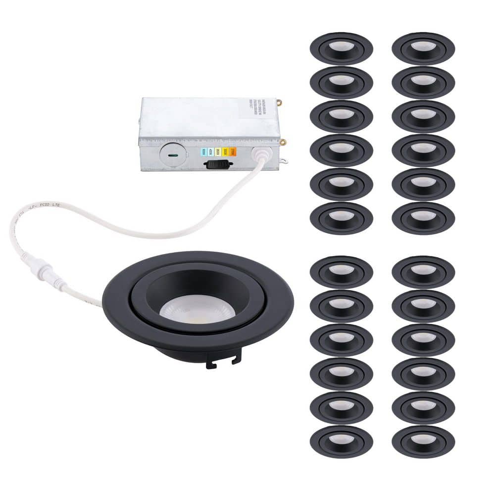 Lotos 4 in. Adjustable CCT New Construction/Remodel IC Rated Indoor/Outdoor Integrated LED Recessed Light Trim (24-Pack) price history on PriceWatchPro