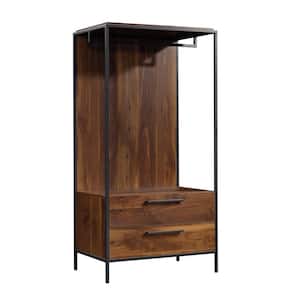 Nova Loft Grand Walnut Armoire with 2-Drawers and Metal Frame 65.984 in. x 32.992 in. x 21.969 in.