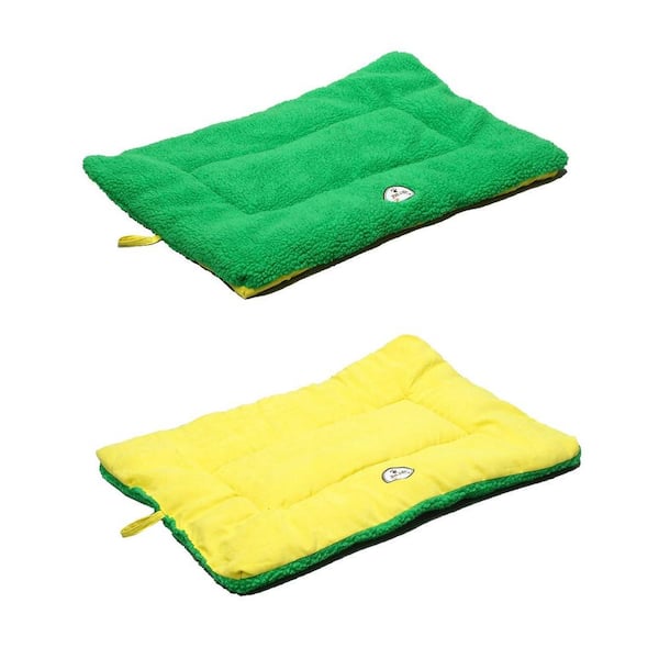PET LIFE Eco-Paw Large Yellow and Green Reversible Pet Bed