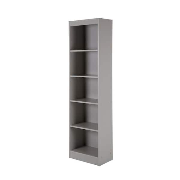 South Shore 68.75 in. Soft Gray Faux Wood 5-shelf Standard Bookcase with Adjustable Shelves