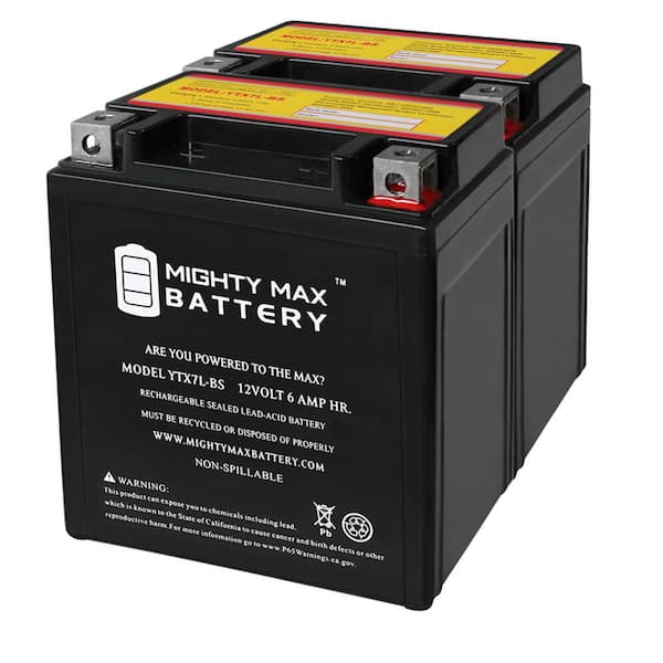 MIGHTY MAX BATTERY YTX7L-BS 12V 6Ah Battery Replacement for Origin ORX7LBS-FS - 2 Pack