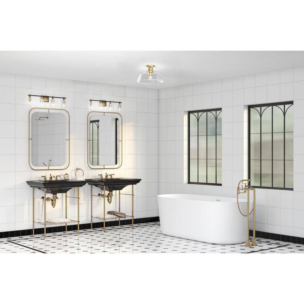 Cassell 4-Light Black and Brass Vanity Fixture with Clear Glass Shades
