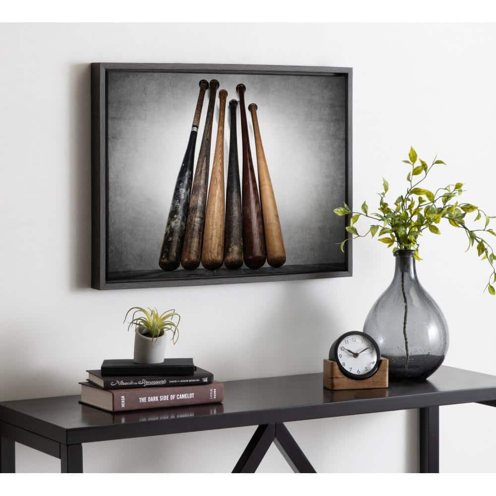 Vintage Baseball Bats Framed Canvas Wall Art for Kids