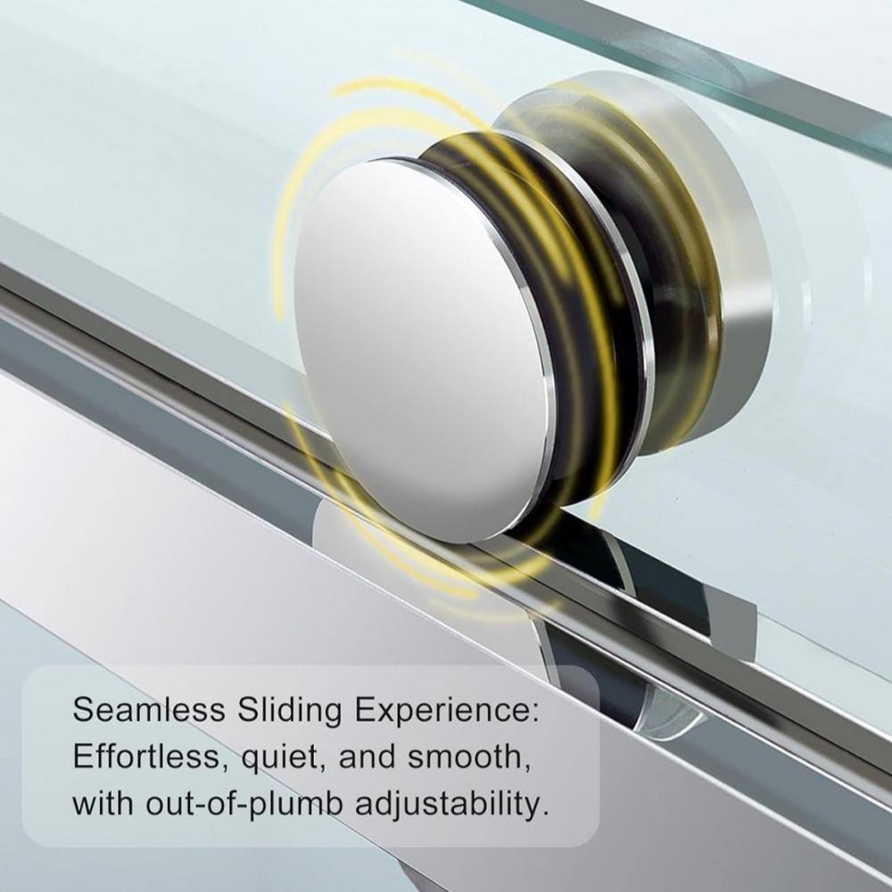 48'' W x 76'' H Chrome Frameless Double Sliding Shower Door