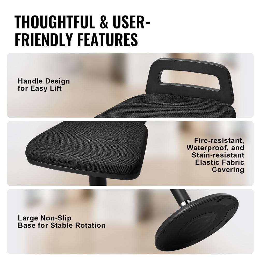 Black Adjustable Height Wobble Chair with Handle