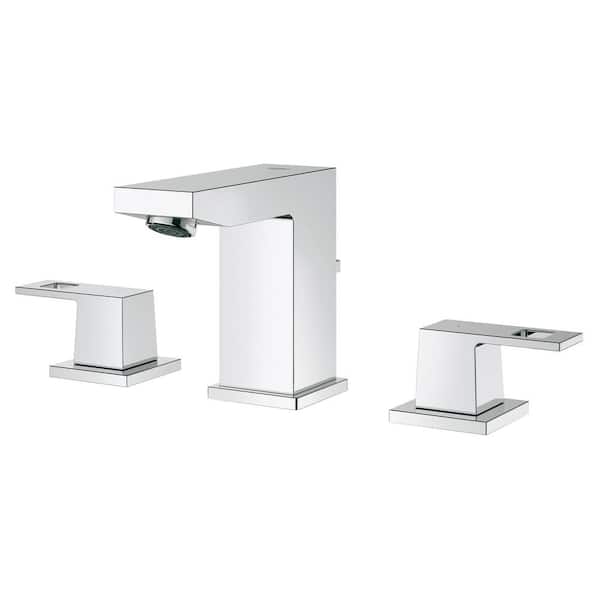 Eurocube 8 in. Widespread 2-Handle Low-Arc 1.2 GPM Bathroom Faucet in StarLight Chrome