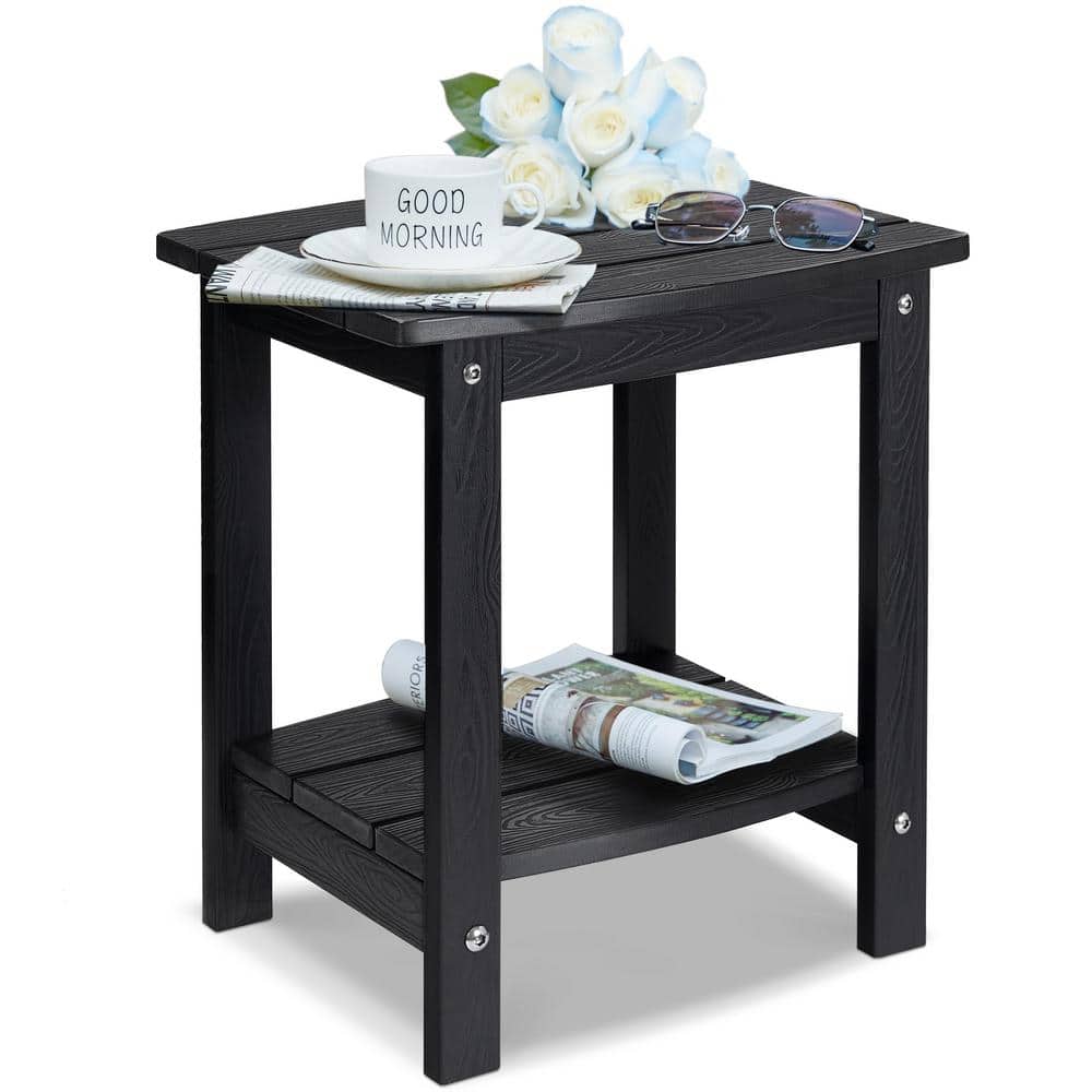 Waterproof Double Tier Black Rectangle HIPS Plastic 16.7 in. Outdoor Side T