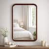 Elevatehome 24 in. W x 36 in. H Modern Rectangle Matte Brown Pine Wood Framed Decorative Wall Mirror, Living Room and Entry Way 25020-WB