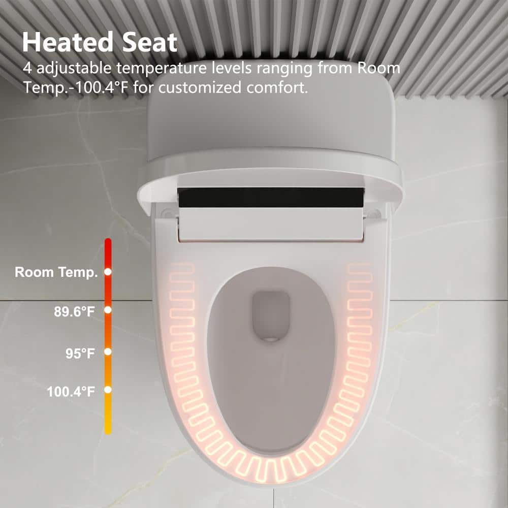 White Elongated High Efficiency Smart Toilet with Heated Seat