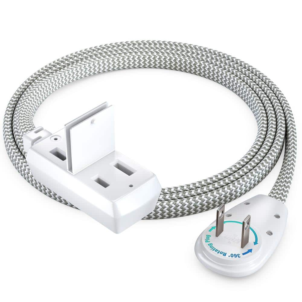 MAXIMM 3 Ft. 16/3 Light Duty Indoor Extension Cord 360° Rotating Flat ...