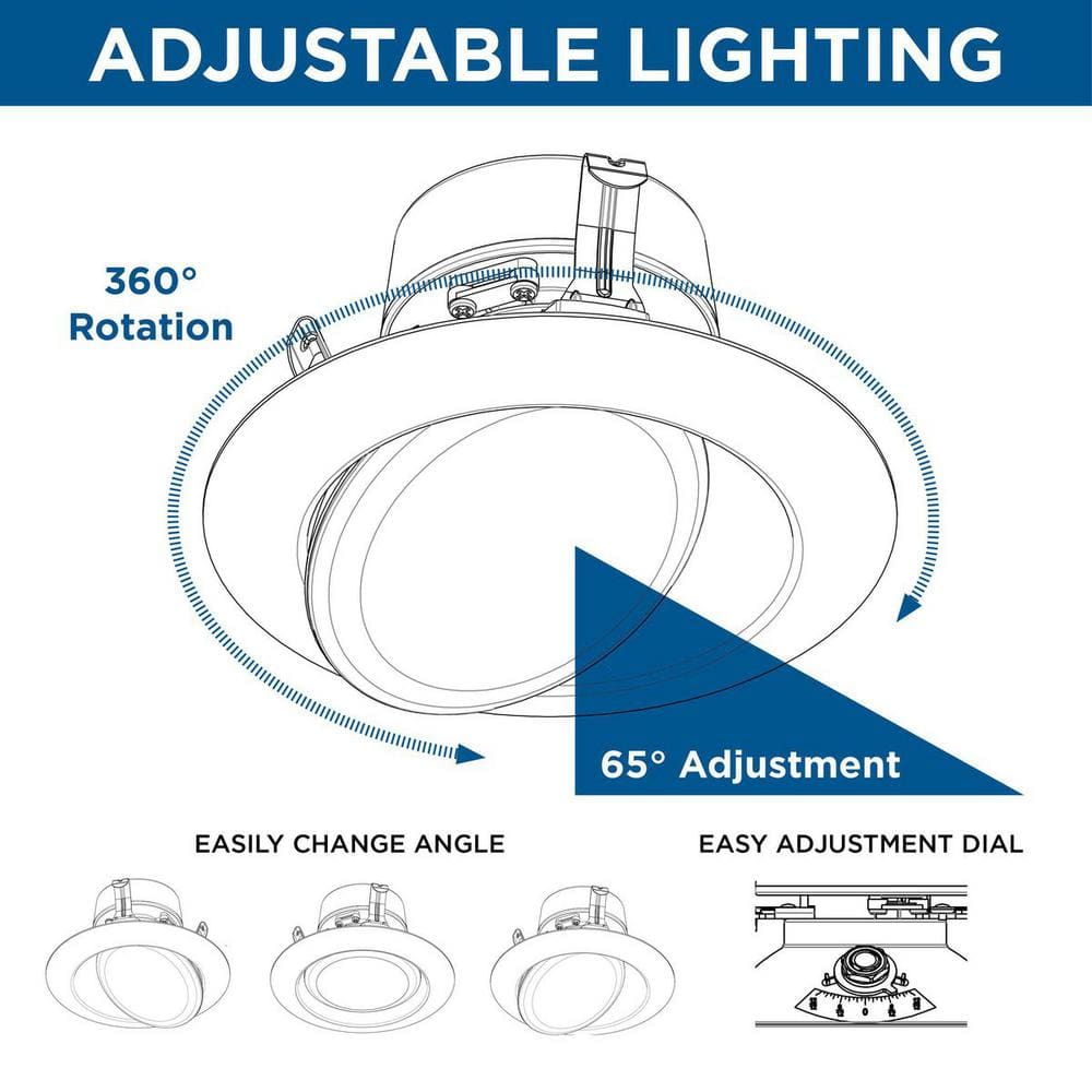 Black Aluminum 4-Inch Adjustable Eyeball LED Recessed Trim