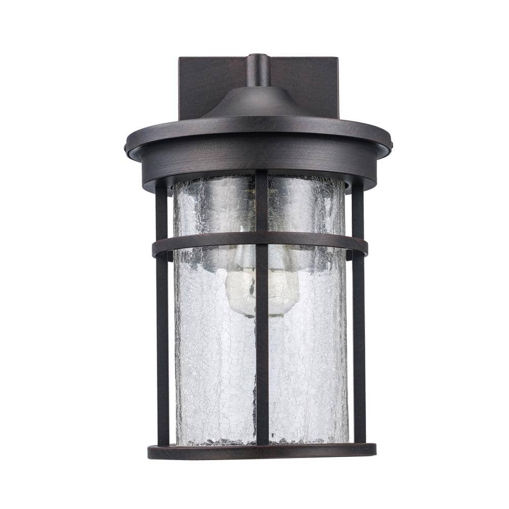 Rustic Brown Seeded Glass 14.5" Outdoor Wall Lantern