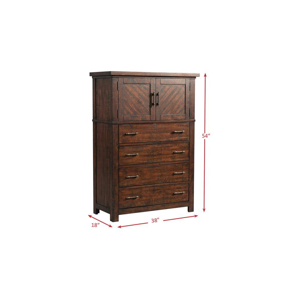 Dex Walnut Brown 5-Drawer Rustic Vertical Chest