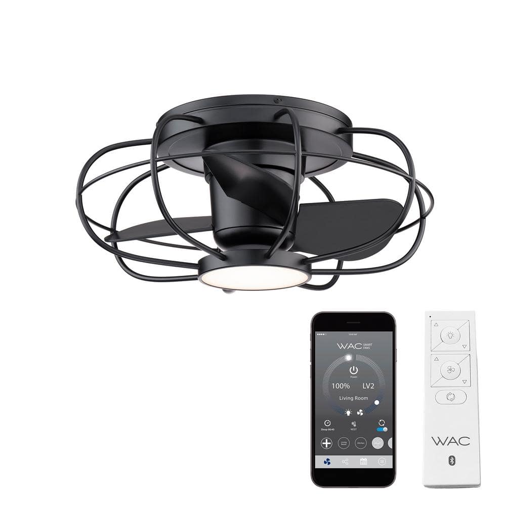 Matte Black 22" Smart Ceiling Fan with LED Light and Remote