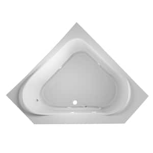 CAPELLA 60 in. Acrylic Neo Angle Corner Drop-In Whirlpool Bathtub with Heater in White